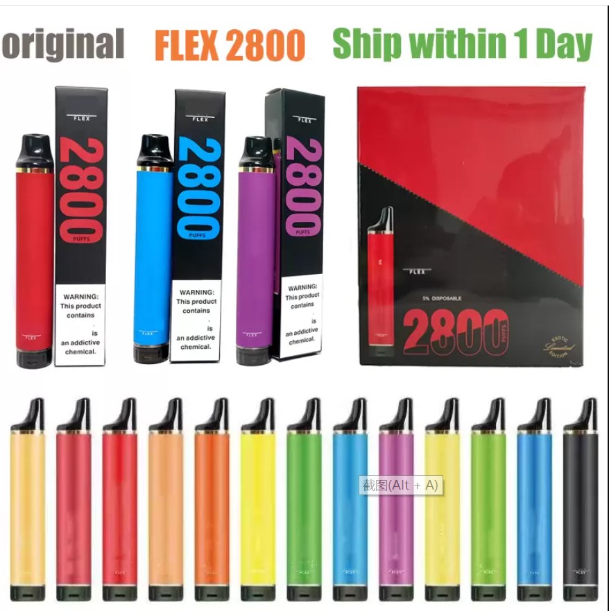 

Puff Flex 2800 Bars Hits 2% 5% disposable Vape pods device kits e cigarette 850mah battery pre-filled 8ml vaporizer XXL 1600 disposable vape pen e cigarette k