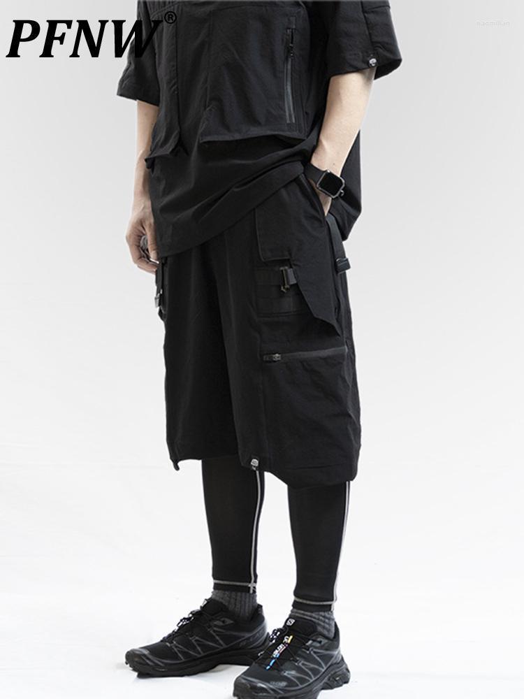 

Men's Pants Solid Color Shorts Wide Foot Streamer Loose Darkwear Workwear Anti Splash Men Summer Fashion Tide 12A3184Men's Naom22, Black