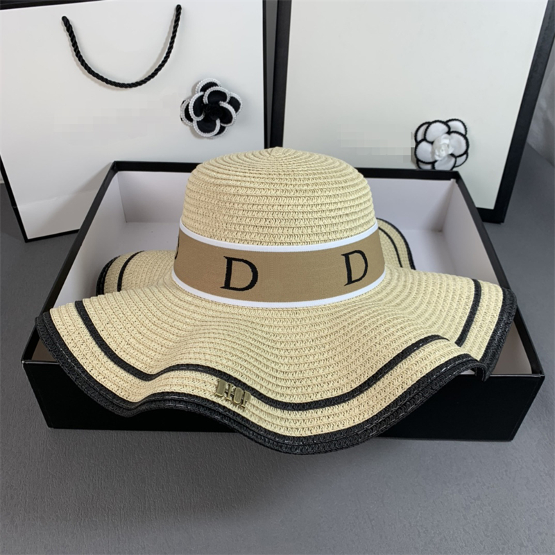 

Womens Fashion Straw Hat Summer Shade Big Brim Hats Letter Design Suitable For Leisure Travel Designer Baseball Cap Bucket Hat, D1