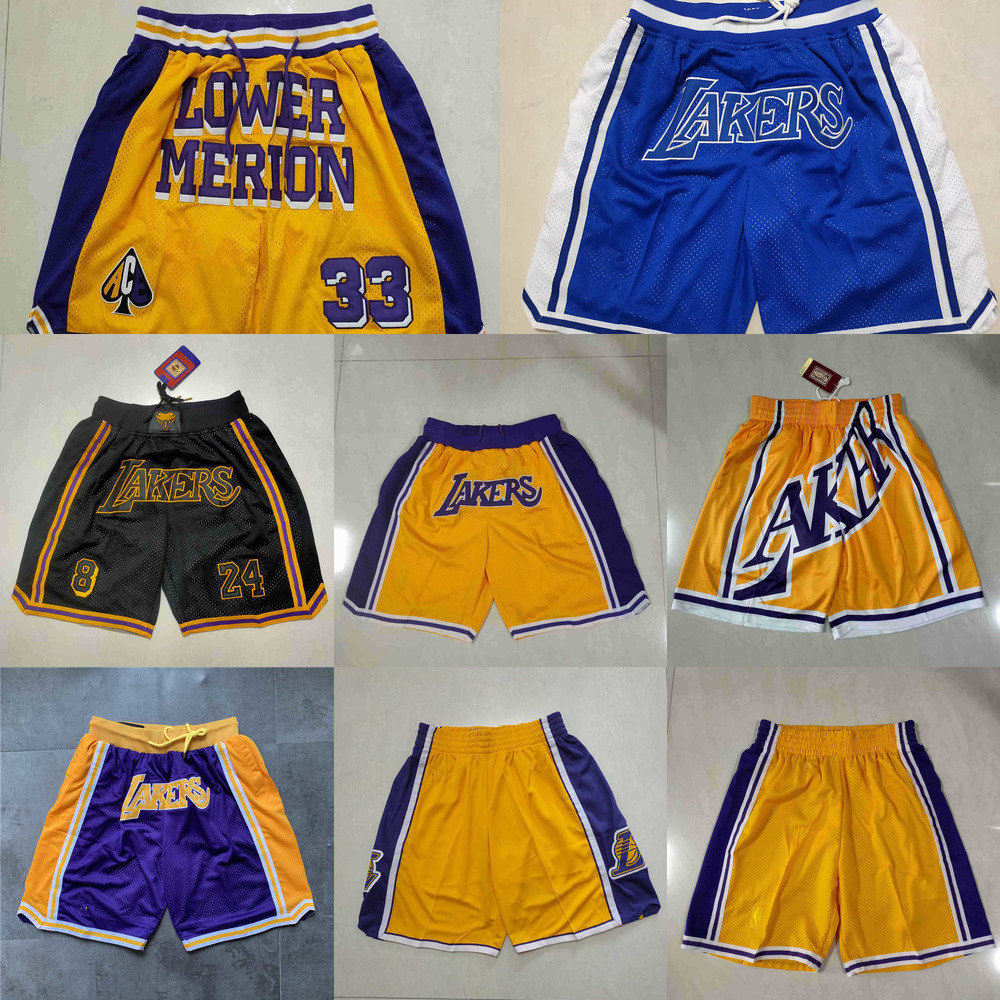 

Los Angeles''Lakers''men Throwback Basketball Shorts pocket purple yellow, Color