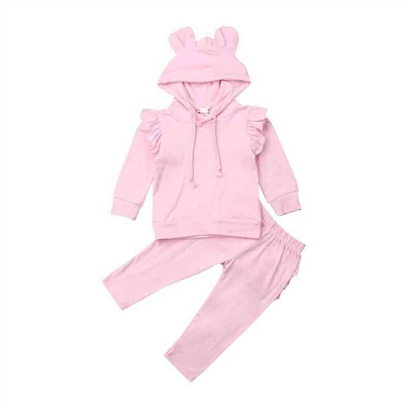 

Citgeett Autumn Baby Girl Tracksuit Hooded Shirt Top Pants Outfit Clothes Pink Set 0-24M J220712, Red
