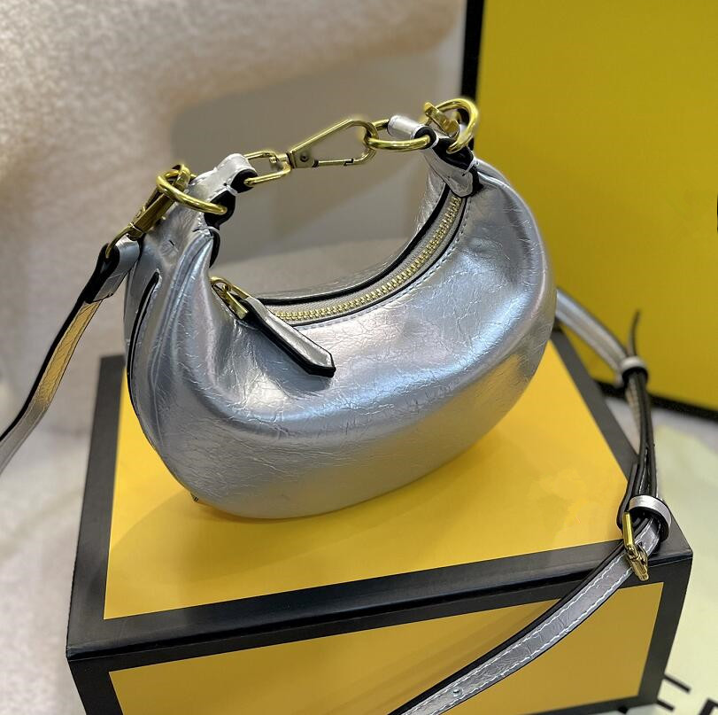 

Crescent Axillary Bag Women Graphy Handbags Bottom F letter Hardware High Quality Crossbody Shoulder Bags Retro Small Tote Zipper Closure, White