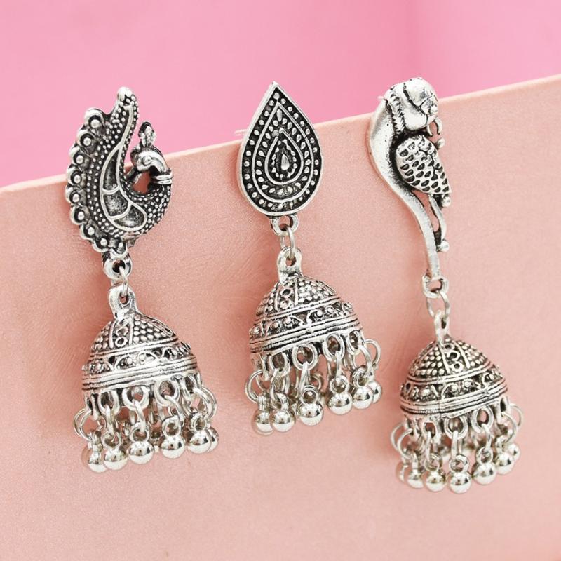 

Dangle & Chandelier Jhumkas Bells Tassel Drop Earrings Jewelry Color Metal Peacock Birds Afghan Gypsy Turkish Nepal Hipple BeachDangle Dangl
