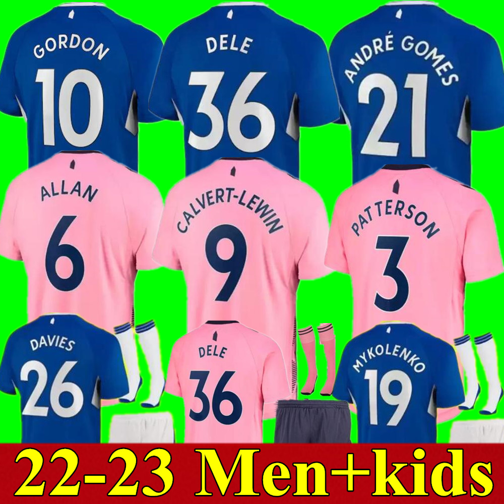 

22 23 home soccer jerseys CALVERT-LEWIN GRAY TOWNSEND EVERTON DOUCOURE Y.MINA HOLGATE MYKOLENKO GORDON 2022 2023 Away third football shirt Men kids kit set, Kids away+patch