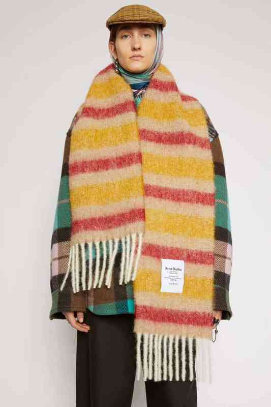 

2020 new AC stripe color matching cashmere tassel women's scarf winter extended men's warm neck dual-purpose shawl couple scarf T220727