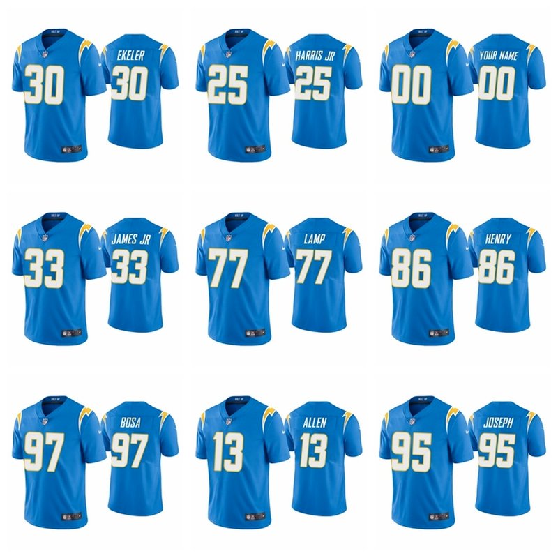 

Rashawn Slater Justin Herbert Joey Bosa Keenan Allen Derwin James Los Angeles''Chargers''MEN WOMEN''NFL''YOUTH Powder Limited Jersey, 11