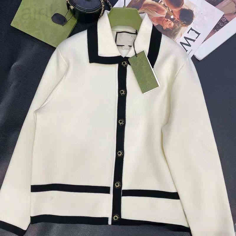 

Letter Embroidered Crochet Knit Dress Ummer Fashion Loose Slim Reduced Age Lapel Cardigan Coat