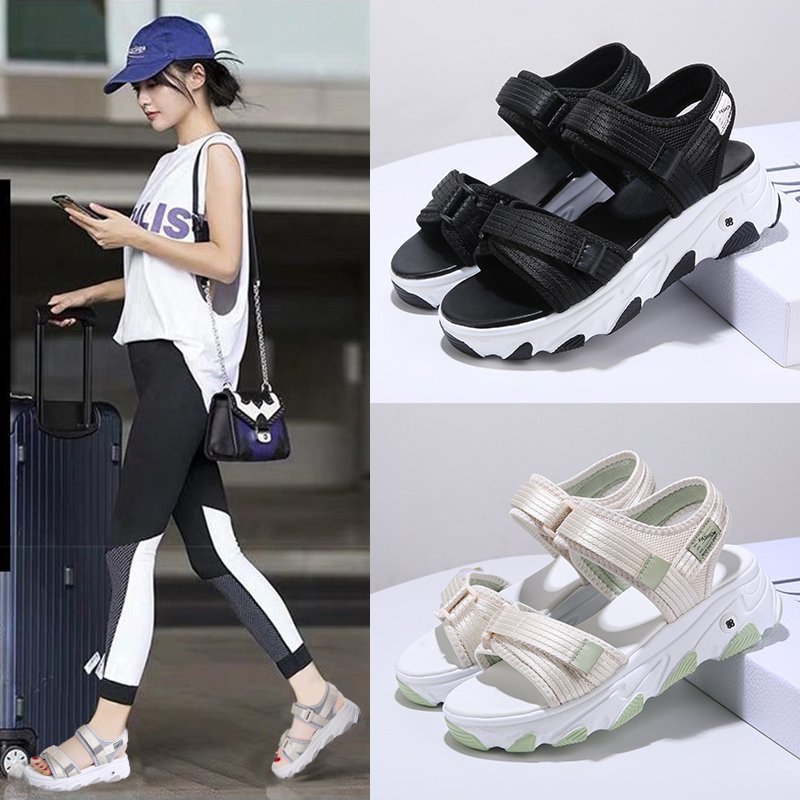 2022 Fashion Femmes Cake Sandales Bottom Sandales Sneakers Summer Velcro Chaussures de plage décontractées dynamiques Soft-Bottom Sandales pour f