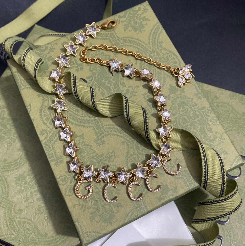 

Designer Jewelry women Necklace luxury Pearl Rhinestone Letter G Necklaces as gift