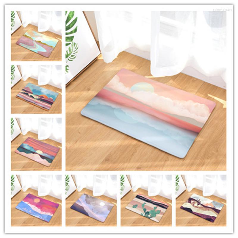 

Carpets Watercolor Sun Landscape Painting Series Non Slip Shower Mat Bathroom Carpet Bath Rugs Home Decoration Floor Kitchen MatCarpets, D2668-3