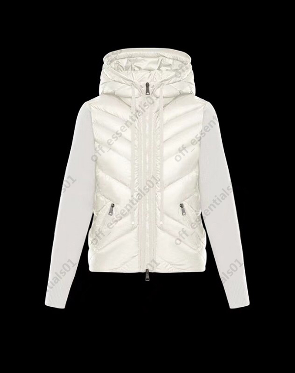 

France Luxury Brand women down jacket 'NFC' White knitted panel jackets Size S--L, Supplement (not shipped separately)