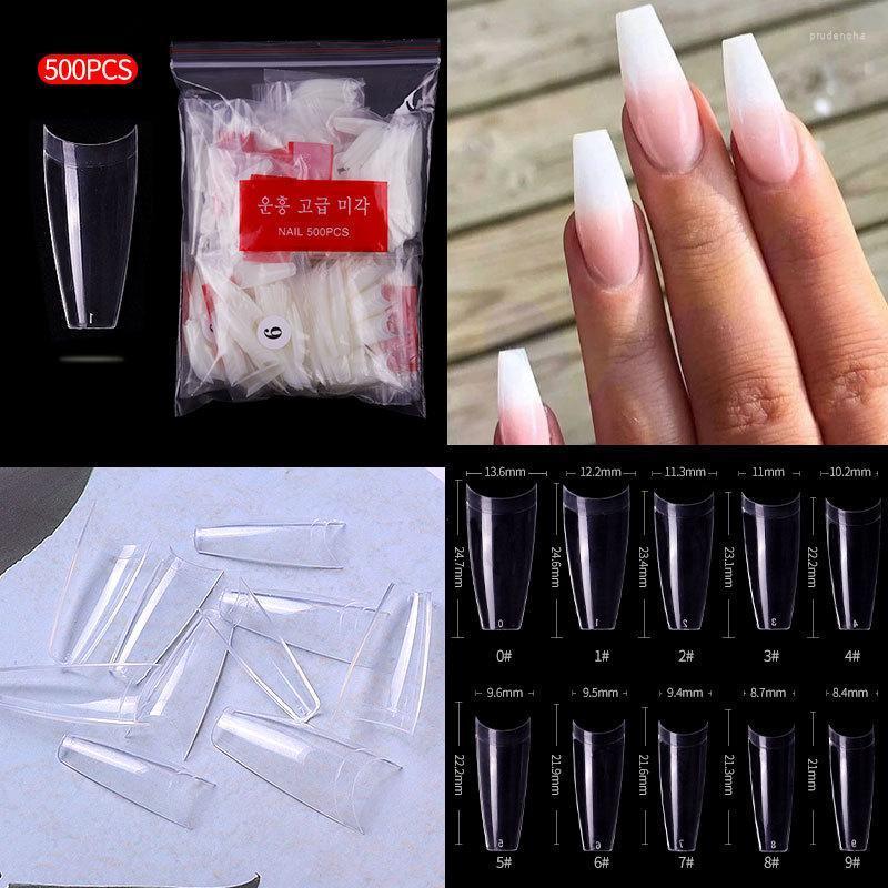 

False Nails 500pcs French Ballerina Fake Nail Tips Artificial Acrylic Half Clear UV Gel Manicure Tip For Art Salon Prud22, White