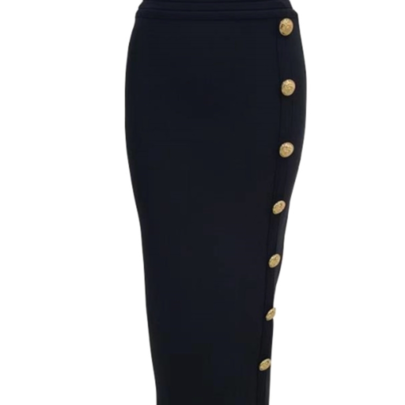 

Arrival Women Button Black Blue Red Bodycon Bandage Skirt Designer High Waist Street Party Club Pencil 75cm 220329