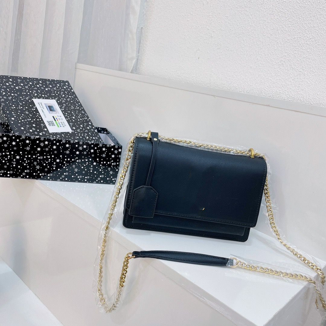 

Luxury Designer sunset bag Classic latest color women Shoulder bags chain handbag Toothpick pattern leather womens Cross body handbags with boxes, Black+silver