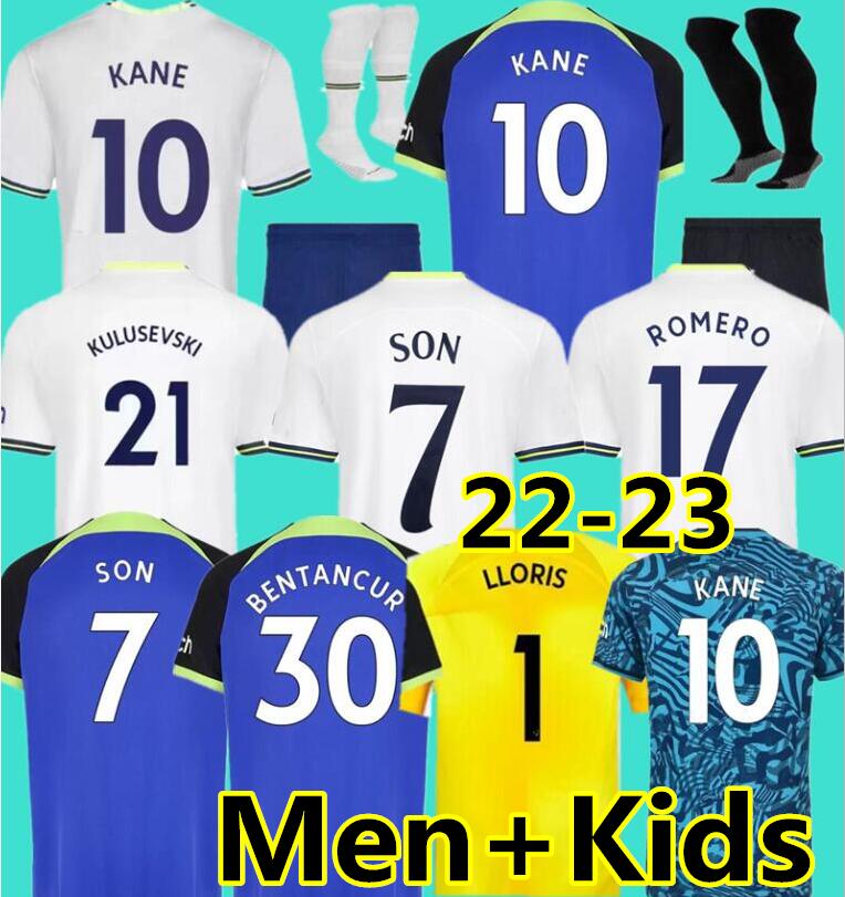 

SPURS 22 23 KANE SON KULUSEVSKI PERISIC Soccer Jerseys Tottenham HOJBJERG 2022 2023 LUCAS LLORS Third Football kit shirt BRYAN BERGWIJN tops Men kids sets, Kids size