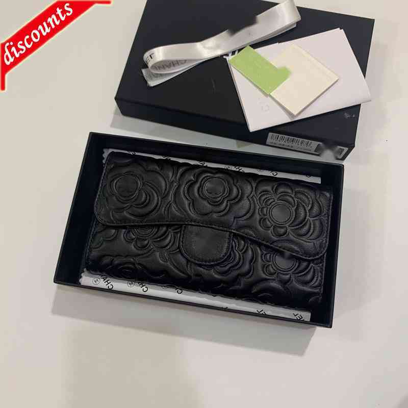 

Letter Luxury Brand Design 31506 Plaid Cc Camellia Chain Clutch Lambskin Diamond Pattern Pouch Women's Le Boy Long Wallet Real Leather Purse, Picture show