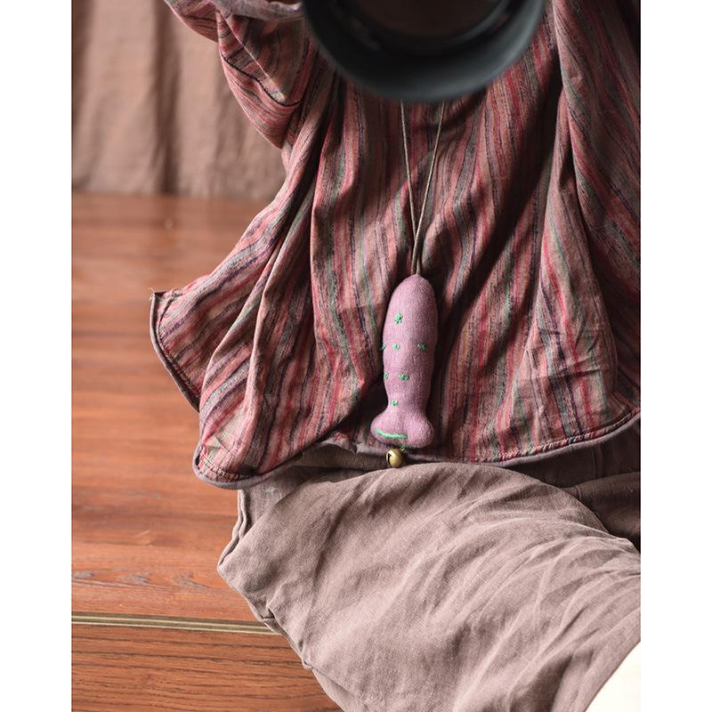 

Women's Blouses & Shirts Women Summer Strip Print Cotton Linen O Neck Original Design Shirt Blouse Tops Ladies Vintage Female 2022 Irregular, As photo