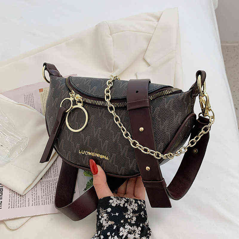 

HBP Crossbody Bag Letter Printed Pu Leather s for Women Luxury Chain Shoulder Chest Female Waist Packing Lady Fanny Pack Brand 220727, Brown.