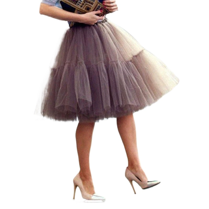 

skirts Summer Tulle Women 2022 White Tutu Skirt Chic Elastic High Waist Red Prom Fashion Mesh Elegant Black Underskirt Girl x8EQ#, Beige