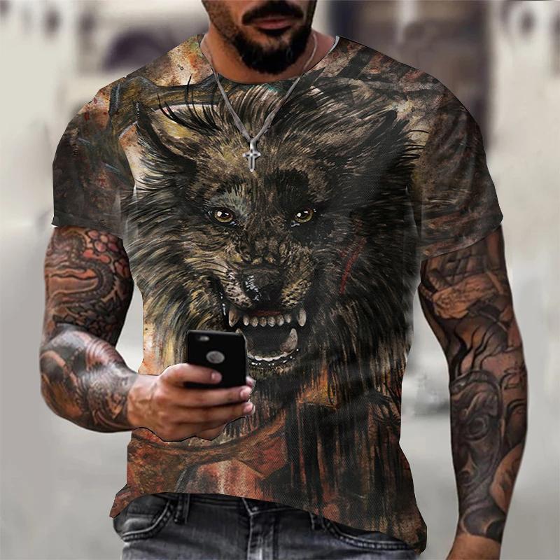 

Men' T-Shirts Summer Wolf 3D Print T-shirt For Men Fashion Casual Loose T Shirt Oversize Round Neck Tshirt High Quality Street TopsMen, 13