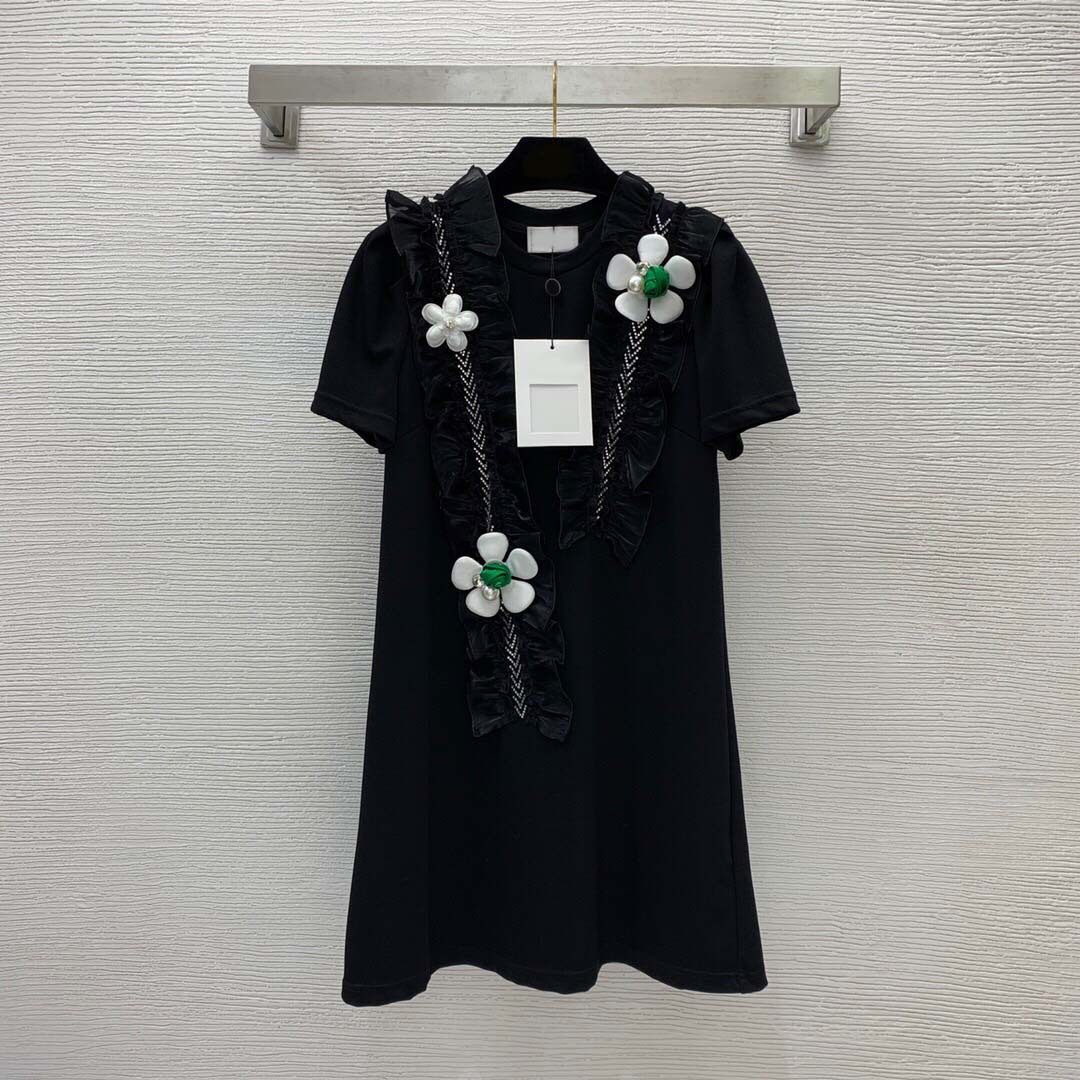 

6 XXL 2022 Runway Dress SpringSummer Dress Crew Neck Crew Sleeve Green Black Brand Same Style Empire Womens Dress Fashion High Quality weilan