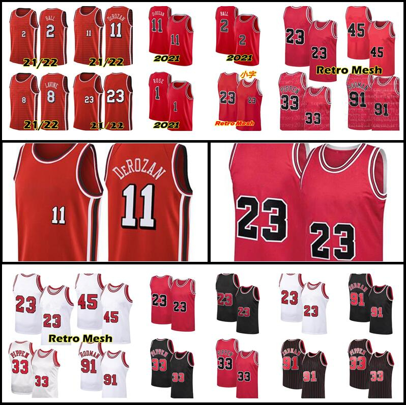 

Demar 11 DeRozan Lonzo 2 Ball Zach 8 LaVine Derrick 1 Rose Basketball Jerseys Men's 23 Red Retro Jersey Scottie 33 Pippen Dennis 91 Rodman shirts, Retro stripe