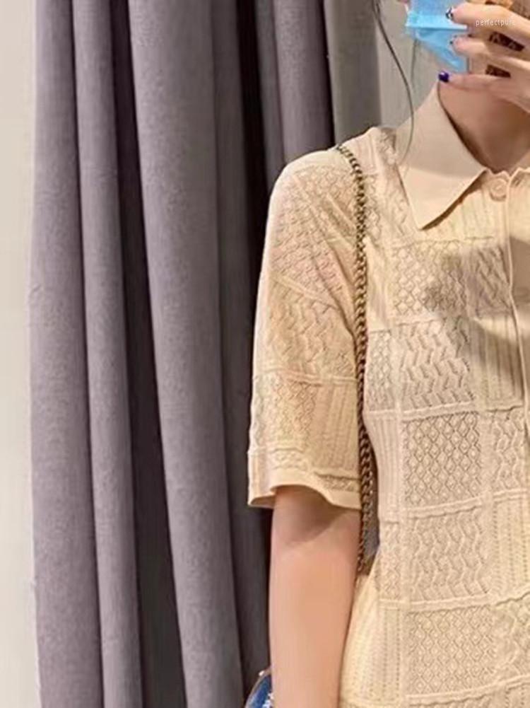 

Women' Knits & Tees Women Hollow Out Cardigan Sweater Turn-down Collar Short Sleeve Jumper Top Female Single Breasted Knit Coat 2022 Perf22, Pants