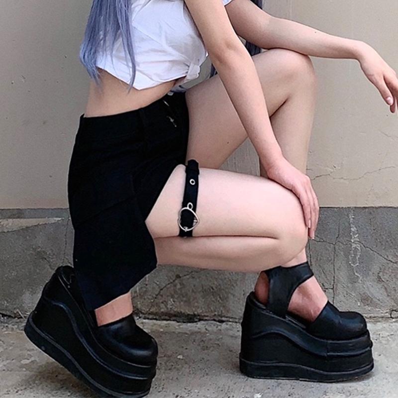 

Sandals Fashion Brand Design Gothic Platform Black High Heels Punk Lolita Girl Cosplay Wedges Summer Comfy Retro JK Women ShoesSandals