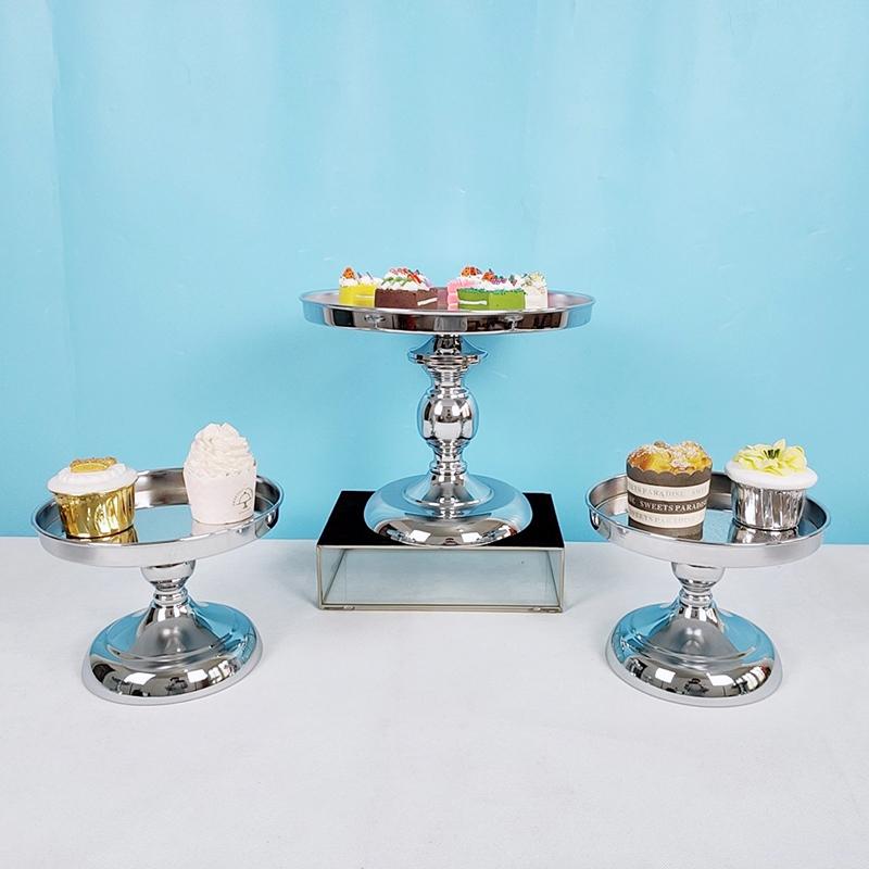 

Other Bakeware 1pcs -3pcs Silver Miror Cake Display Trays Round Plate