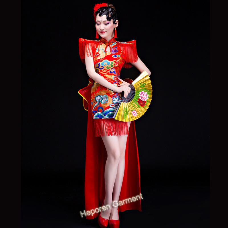 

Ethnic Clothing Custom Made Female Opening Or Water Drum Dance Suit Costume Chinese Adult Waist Modern DressEthnic