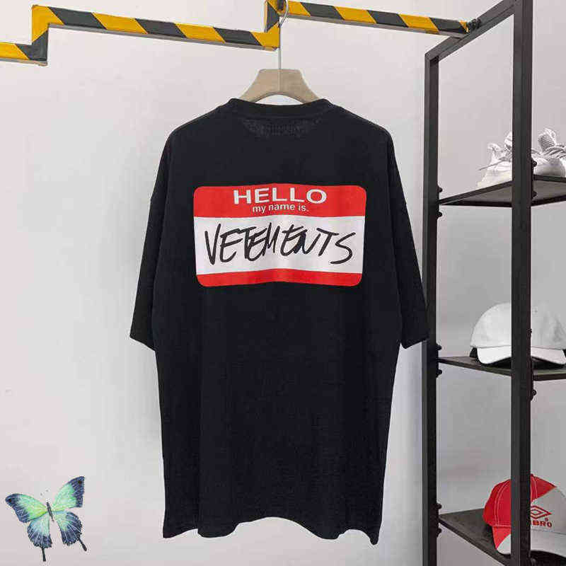 

Oversize Hello My Name Is T-shirt Signature Men Women Vetements t Shirt G220506