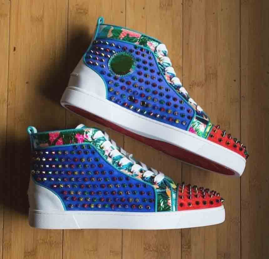 

Fashion spike red botoms Sneaker Men's Casual Shoes high cut Sneakers orlato studded flats rubbber platform Shoe For Men Walking trainers high-quality