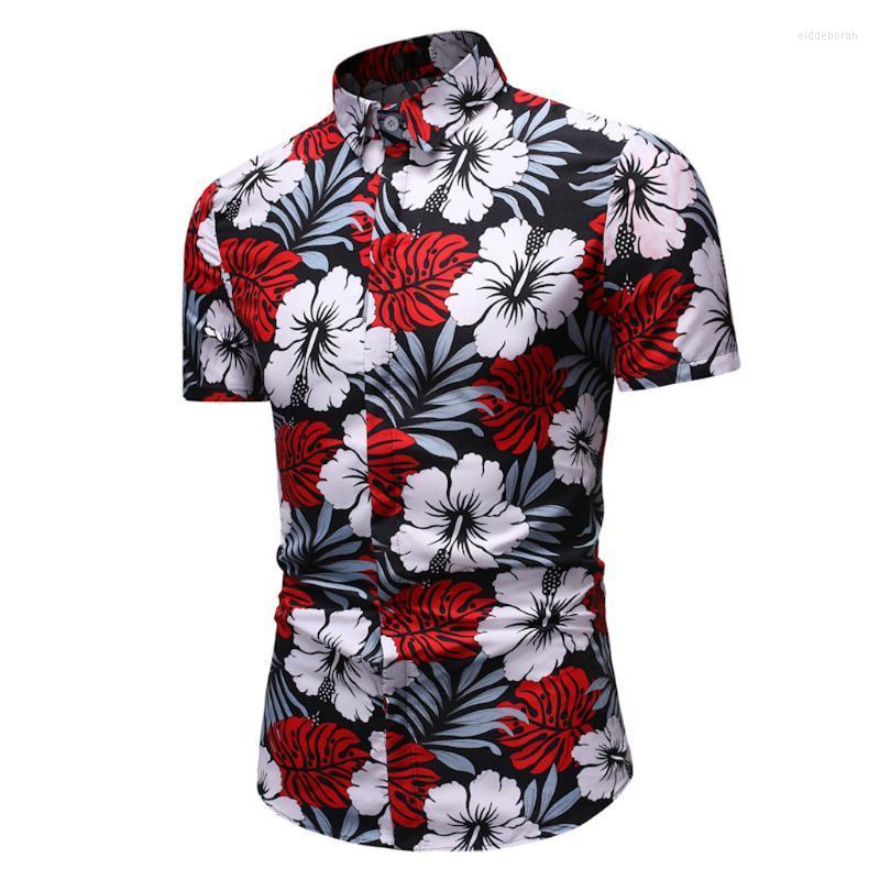 

Men's Casual Shirts Summer Leisure Printing Fashion Short-sleeved Business Shirt Blouse Top Men Eldd22, Red