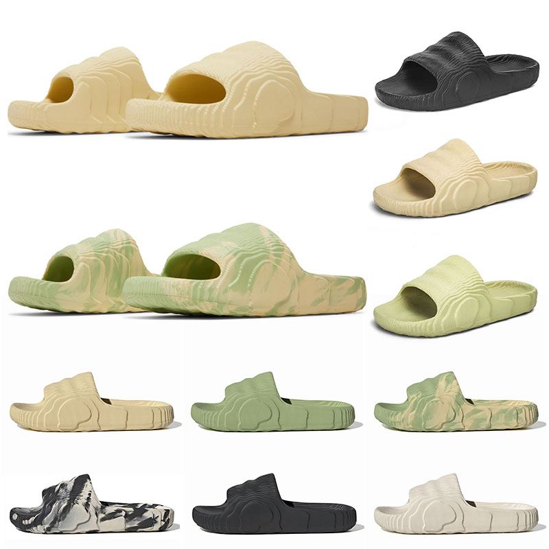 

High Quality Originals Adilette 22 Slides Mens Womens Slippers Sandals Designer Desert Sand Magic Lime Black Grey Pantoufle Flip Flops Platform Scuffs Sandales, 36-45 black grey