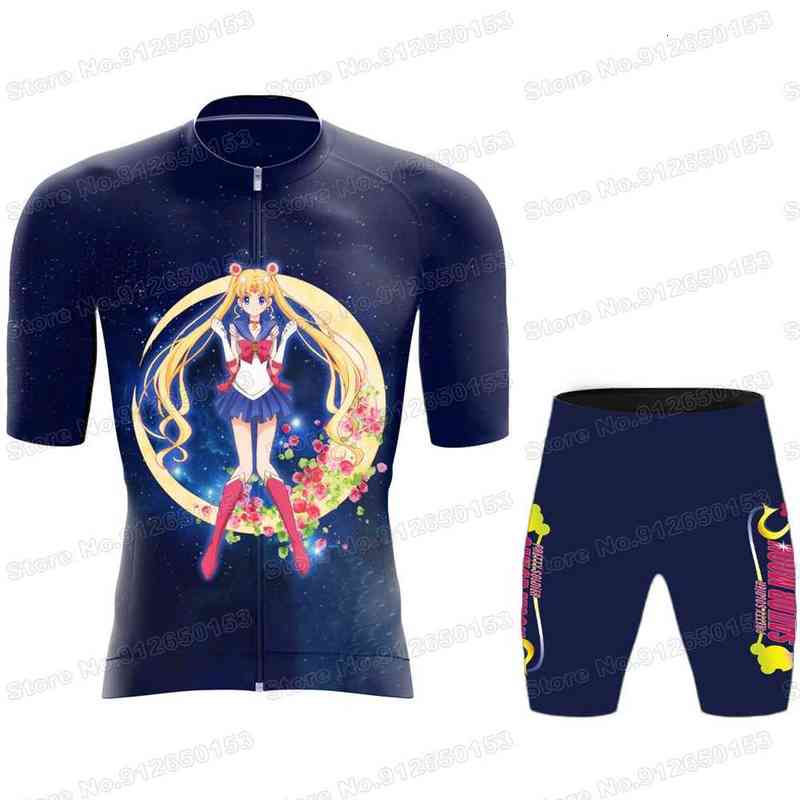2022 Women Sailor Moon Cycling Jersey Sets Cartoon Anime Cycling Clothing Pretty Girl Soldier Road Bike Shirts Suit MTB Maillot-image-784324569