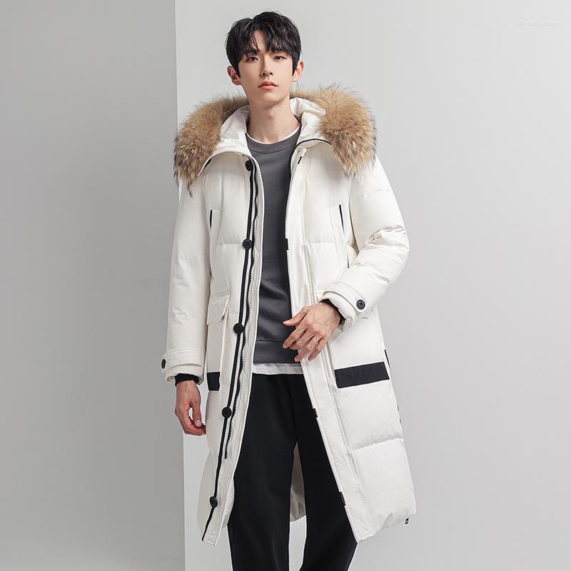 

Men' Down & Parkas Winter Jacket X-long Fashion Real Fur 90% White Duck Thicken Warm Puffer Solid CoatsMen' Luci22, Black