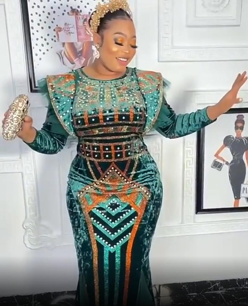 Vêtements ethniques Plus taille Velvet African Party Robes For Women 2022 Dashiki Diamond Robe de soirée Elegant Dames Winter Clothes Robe Africa