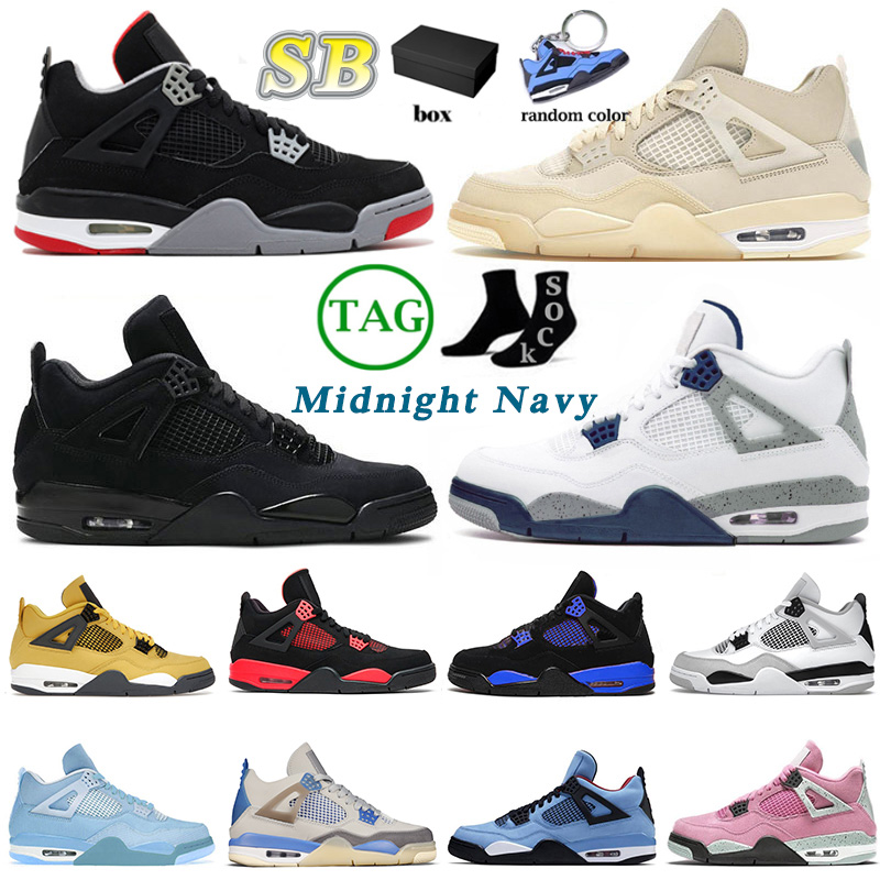 

With Original Box High Quality Jumpman 4 4s Basketball Shoes Men Women Midnight Navy Cactus Jack Sail Pink Blue Thunder Military Black Cats Sneaker Trainer Big Size 13, 36-47 union sophomore album