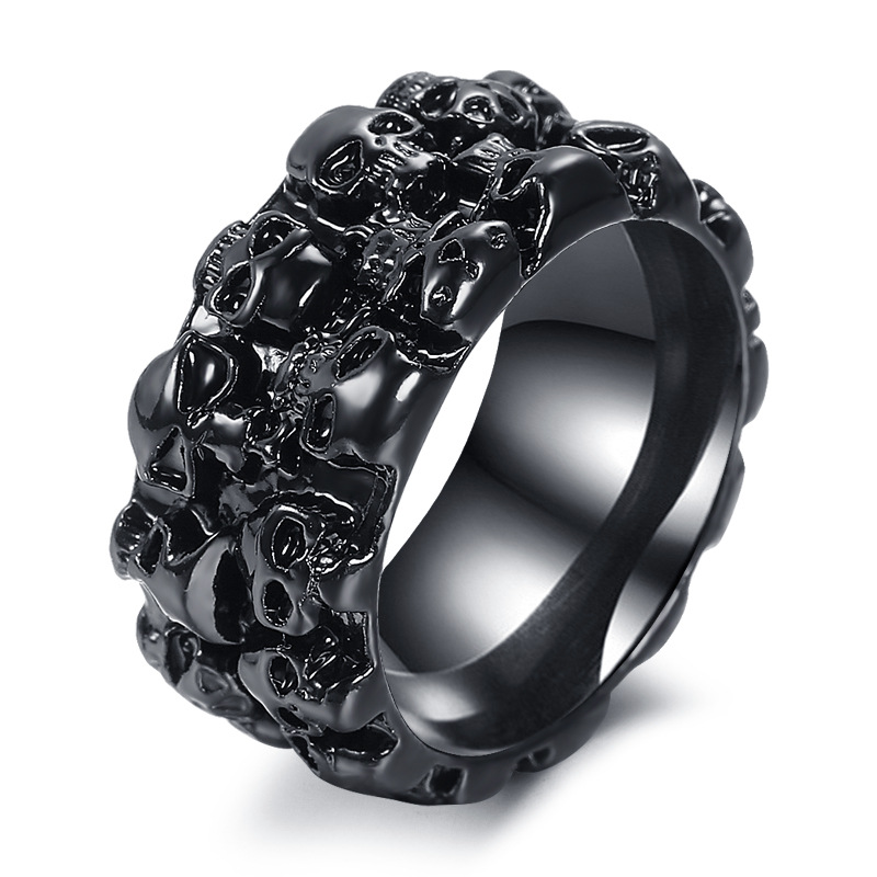 

Gothic Simple Men Skull Rings Black Metal Alloy Finger Ring Women Hip Hop Rock Punk Cool Biker Jewelry Accessories Gift
