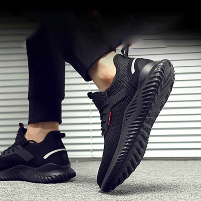 

Work Shoes Unisex Steel Toe Safety Boots Casual Men Womens Sneakers Anti-collision Non-Slip Breathable Anti-Smash -46, Black