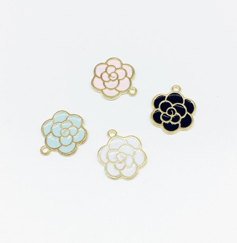 

Charms 10pcs/lot 17mm Flower Enamel Pendant Fit Bracelet DIY Craft Jewelry AccessoriesCharms
