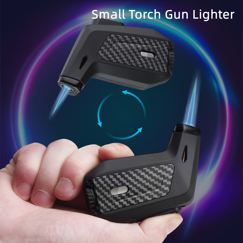 New Blue Flame Butane Cigar Lighter Small Torch Turbine Gun Lighter Windproof Powerful Inflatable Gas Lighters Household Personality Gadgets-image-763774345