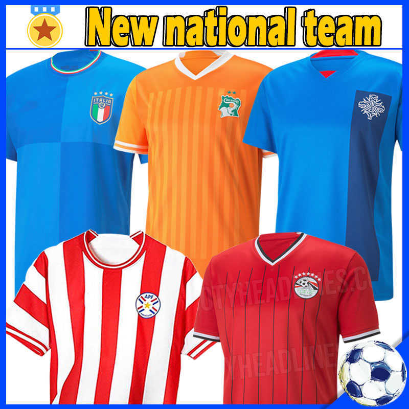 

2022 2023 Paraguay soccer jersey Egypt italia VERRATTI PELLEGRINI JORGINHO Iceland Kahraba Ramadan Ivory Coast KESSIE ZAHA national team, Aiji 22-23 home patch
