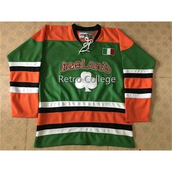 

C26 Nik1 TEAM IRELAND LUCKY HOCKEY JERSEY LUCK OF IRISH Mens Embroidery Stitched Customize any number and name Jerseys, Green