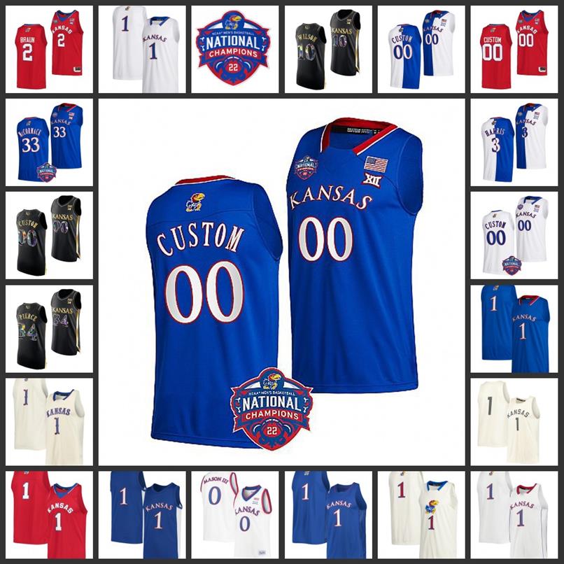 

30 Ochai Agbaji Basketball Jersey 2022 NCAA Final Four Custom KU Kansas Jayhawks Stitched 11 Chris Lykes 3 Dajuan Harris Jr. 0 Bob260m, Gray