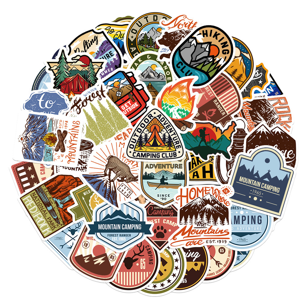 

50PCS Skateboard Stickers Outdoor Camping wild For balance Car Helmet Pencil Case Diary Phone Laptop Planner Decoration Book Album Kids Toys Decals, Multi colors