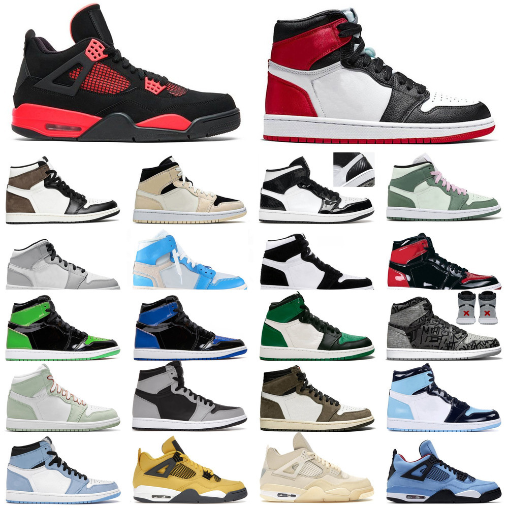 

DunkJumpman 1 4 Mens OG Basketball Shoes 1s High University Blue Mid Carbon Fiber Panda Military Black Cat 4s IV Canvas Cherry 11 Cool Grey, Box