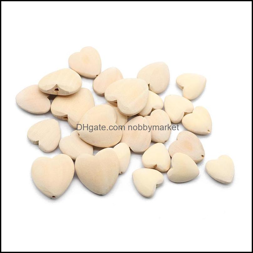 

20/22/30Mm Natural Wood Ecofriendly Heart Wooden Spacer Beads For Jewelry Making Baby Teethers Diy Bracelet Necklace Accessories Drop Delive