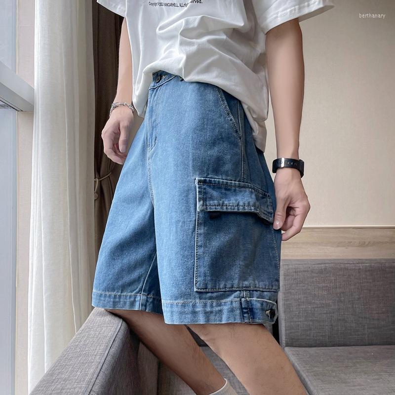 

Men' Jeans Summer Denim Shorts Men' Korean Fashion High Street Loose Capri Pants Retro Casual Middle Short PantsMen' Bert22, Black
