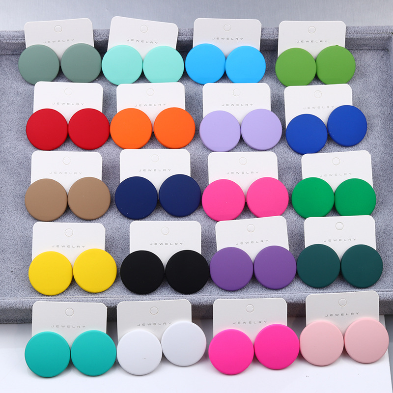 

2022 New Round Spray Paint Stud Earrings For Women Simple Fashion Acrylic Candy Color Ear Jewelry Korean Daught Accessories